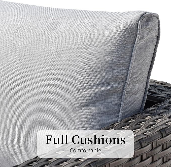 HOOOWOOO 10 Piece Patio Sectional Furniture Set with Swivel Rocking Chairs,Modern Wicker Outdoor Conversation Sofa Sets,Weather Resistant Modular L Shaped Outside Couch Set(Light Grey)