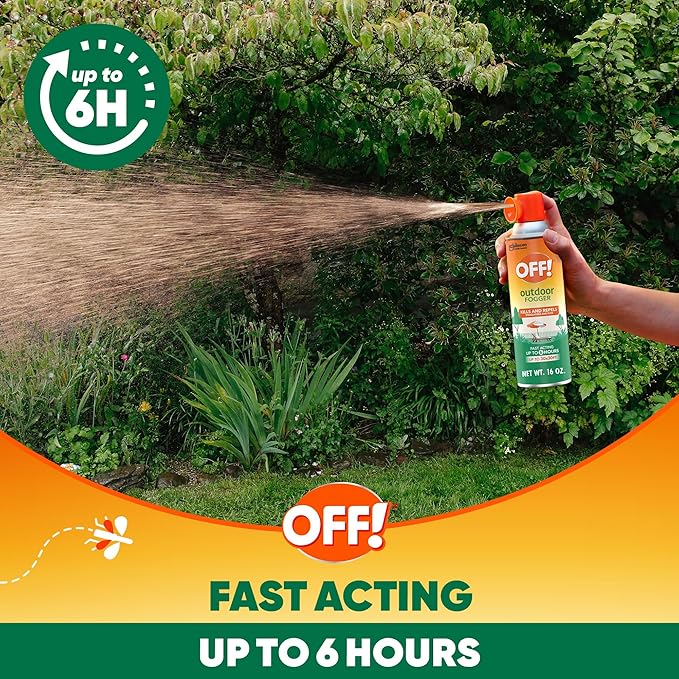 OFF! Outdoor Insect & Mosquito Repellent Fogger, Backyard Pretreat, Kills & Repels Insects in an up to 900 sq, ft, Area, 16 oz (Pack of 4)