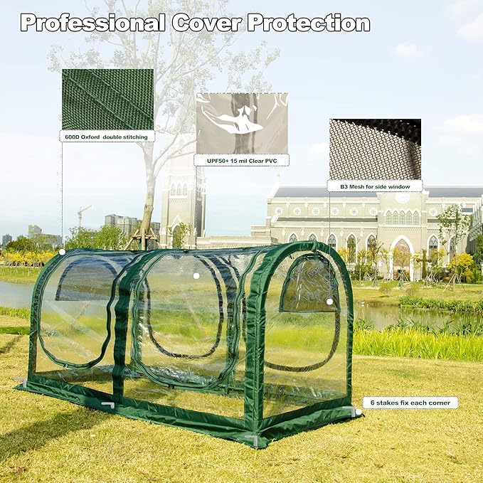 Porayhut Portable Greenhouse Tent, Easy Set-Up Gardening Flower House & Plant Sunshine Room with PVC Cover,71" X35.4" X35.4" for Protecting Plant from Cold Frost & Birds & Insects