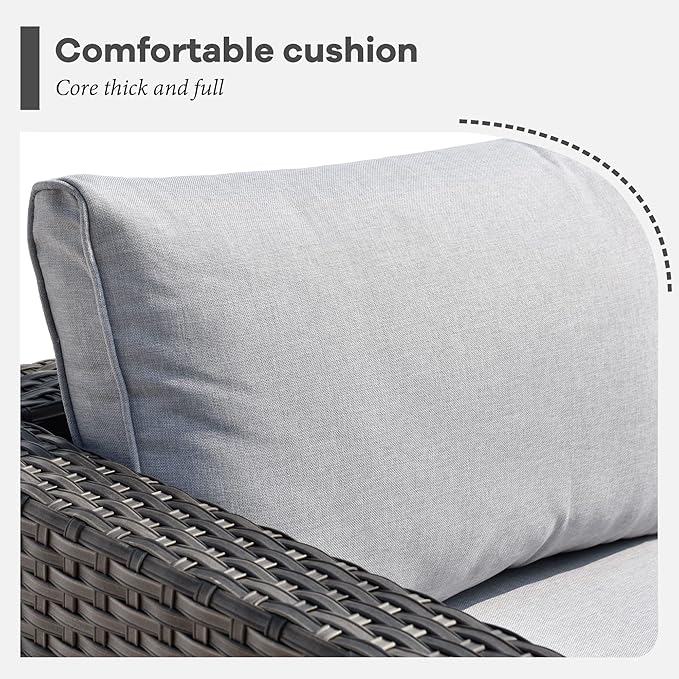 HOOOWOOO 8 Piece Patio Sectional Furniture Set with Swivel Rocking Chairs,Modern Wicker Outdoor Conversation Sofa Sets,Weather Resistant Modular L Shaped Outside Couch Set(Light Grey)