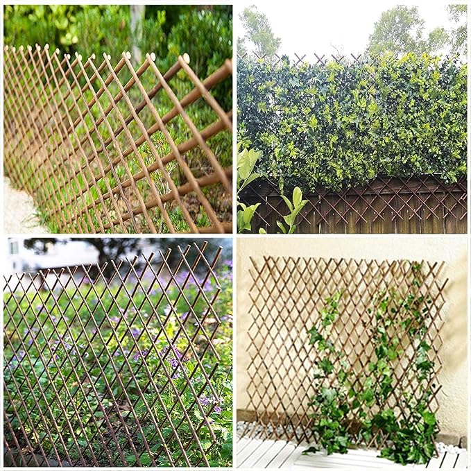 Nature Willow Trellis Expandable Plant Support Plant Climbing Lattices Trellis Willow Expandable Trellis Fence for Climbing Plants Support 36x92 Inch,Double Panel (1, Willow Wicker Fence)