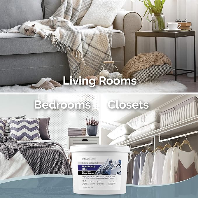 SMELLS BEGONE 1-Gallon Odor Absorber Gel - Air Freshener & Odor Eliminator for Homes, Garages & Commercial Buildings - Industrial Size - Fragrance Free