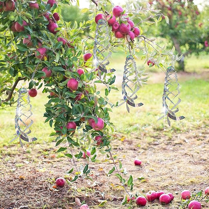 Sfcddtlg 8 PCS Bird Spiral Hanging Reflectors- 15.8 Inch Outdoor Hanging Reflective Device- Garden Decoration to Prevent Birds from Entering The House Garden Swimming Pool