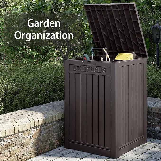 Package Delivery Box for Outside, 48 Gallon Storage with Lockable Secure, Large Resin Outdoor Package Drop Container