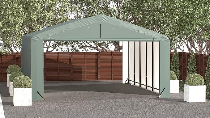ShelterLogic ShelterTube Garage & Storage Shelter, 20' x 27' x 10' Heavy-Duty Steel Frame Wind and Snow-Load Rated Enclosure, Green