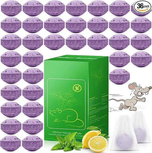 36Pcs Rodent Mice Repellent, Peppermint Oil Mouse Repellent Balls for Rats Mice Deterrent, Keep Rodents Out of Car House Indoor Outdoor, Mice Rat Repellent Humans & Pets Safe, Rat Spider Control