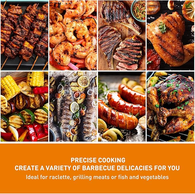 Electric BBQ Grill Techwood 15-Serving Outdoor Electric Grill for Party, Patio & Backyard, Double Layer Design, Portable Removable Stand Grill, 1600W (Countertop Black BBQ Grill)