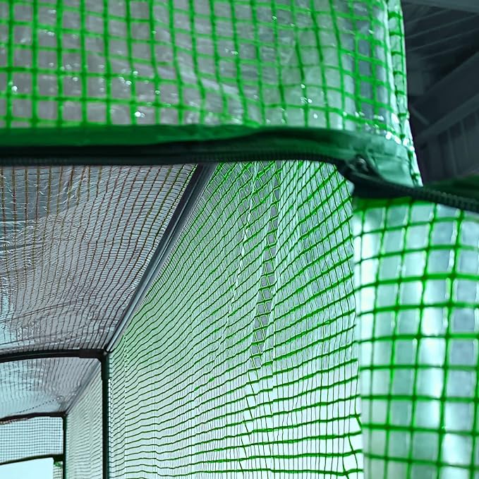 Outsunny 7' x 3' x 7' Lean to Greenhouse, Walk-in Green House, Plant Nursery with 2 Roll-up Doors and Windows, PE Cover and 3 Wire Shelves, Green