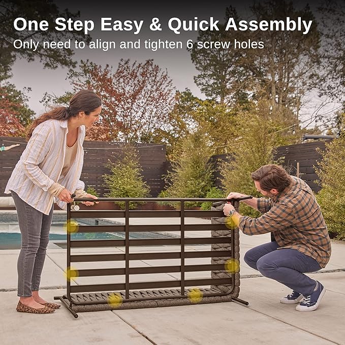 EAST OAK Life Chatter Patio Furniture Set, Outdoor Furniture Sectional Sofa Set with Round Coffee Table, 4 Seats Sofa Deep Seating with Thick & Washable Cushions, Chestnut Brown & Creamy Apricot