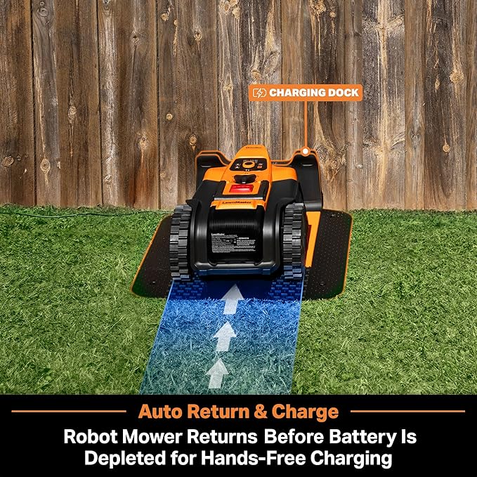 LawnMaster OcuMow™ VBRM701YAMIDR Perimeter Wire Free Robot Lawn Mower Cuts 1/6 Acre Optical Navigation,Obstacle Avoidance Auto-Charging Station, No Go Function, WiFi & Bluetooth Connection APP Control