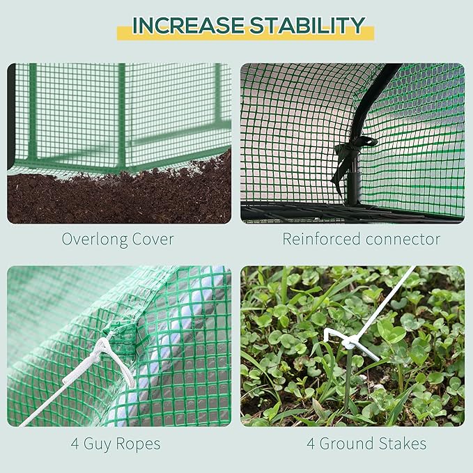 Outsunny 8' x 6' x 7' Walk-in Greenhouse with Mesh Door and Windows, 18 Shelf Green House with Trellis, Plant Labels, UV Protective for Growing Flowers, Herbs, Vegetables, Saplings, Green