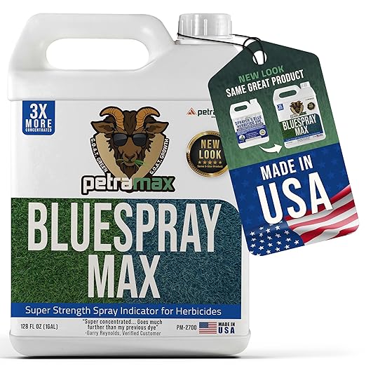 PetraMax Blue Herbicide Lawn Dye - 1 GAL - Super Strength Concentrate 3X More Than Others for Herbicides, Fertilizer & Weed Killer Marker - Blue Mark Spray Indicator for Home and Commercial Use