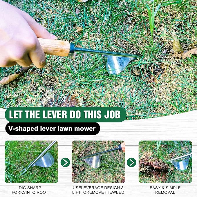 BOOLOOEN3Pack Weed Puller Tool, Manual Hand Weeder Paver, Crack Weeder, Stainless Steel Crevice Weeding Digger Tool, Paving Brick Moss Removal, L-Shape Gardening Crack Tool for Lawn Edger and Driveway