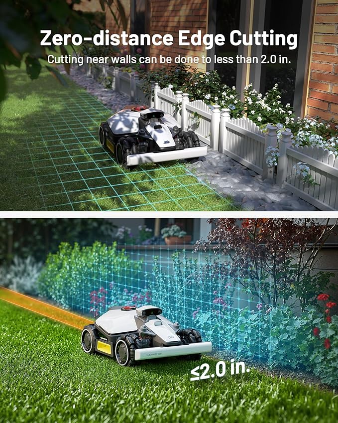 LUBA mini AWD 800H Robot Lawn Mower with Garage, Mowing 0.2 Acre, All-Wheel-Drive for 80% Slope, UltraSense AI Vision+RTK Auto-Mapping, Cutting Height 2.2"-4.0"