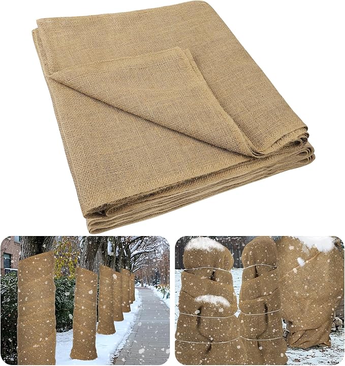 ANPHSIN 30ftx23.6in Natural Burlap Plant Covers Freeze Protection - Winter Frost Plant Blankets, Frost Cloth Tree Wrap for Outdoor Bushes Trees Potted Plants Cold Weather