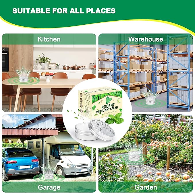 Rodent Repellent for Car Engines - Peppermint Oil for Mice Repellent, Mouse Repellent for Cars, Rodent Repellent Outdoor, Keeping Rodents Out of House Garages, Human Pet Dog Plant Safe -4 Pack