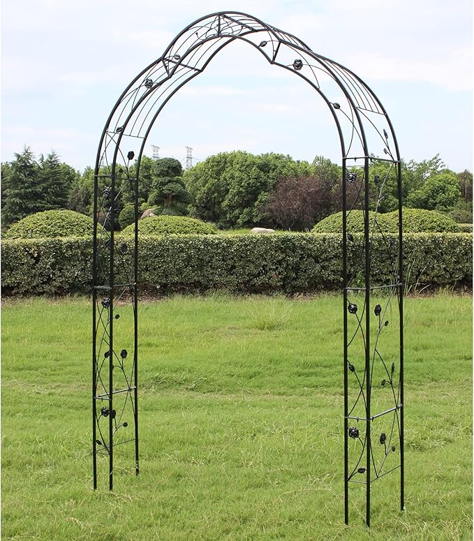 Metal Garden Arch, Garden Arch Trellis for Climbing Plants Outdoor, Garden Arbor for Weddings Party Events Decoration, Assemble Freely with 8 Styles, 59" L X 15" W X 98.4" H, Black
