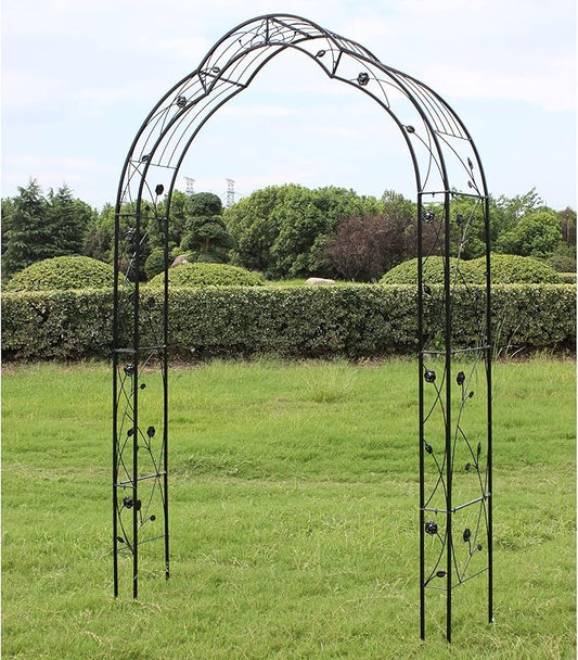 Metal Garden Arch, Garden Arch Trellis for Climbing Plants Outdoor, Garden Arbor for Weddings Party Events Decoration, Assemble Freely with 8 Styles, 59" L X 15" W X 98.4" H, Black