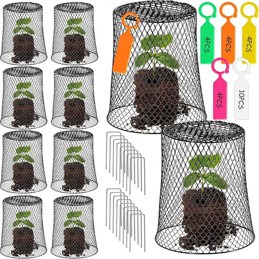 10 Pcs 11inch Chicken Wire Plant Covers,Green Wire Garden Cloches Chicken Wire Cloche Plant Protector Metal Heavy Duty Garden Plant Cloche for Keeping Bunnies Chicken Squirrels Birds Other Out