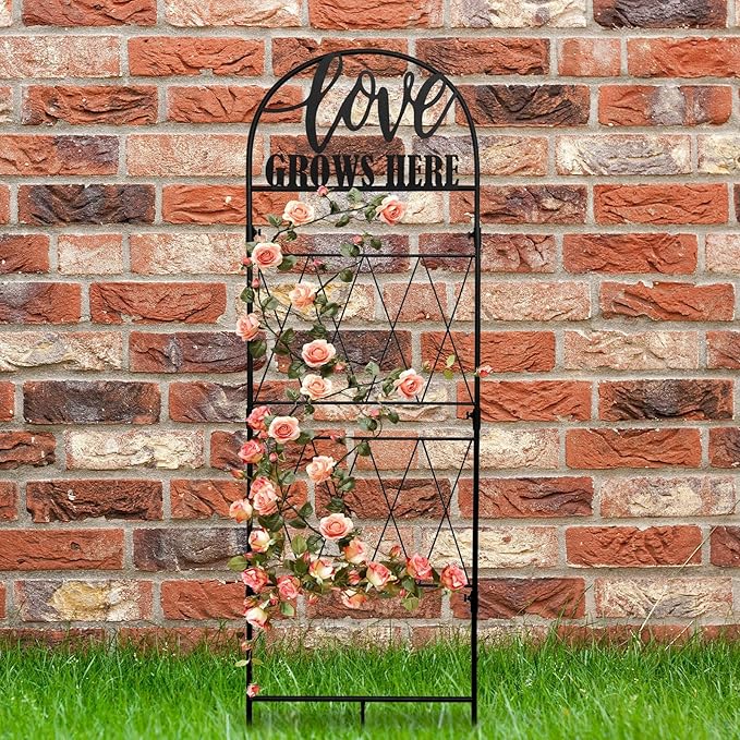 hogardeck 45 * 35 inch Metal Garden Trellis for Climbing Plants Flowers Outdoor,Heavy Duty,Black Coating Rustproof Trellis for Rose, Vegetable, Flowers, Perfect for Training Climbing Plants (1Pcs)