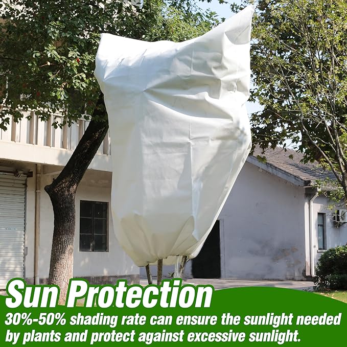 Gardzen 5-Pack Plant Covers Freeze Protection, Drawstring Tree Cover with Zipper, Winter Freeze Plant Protection, Tree Jacket Frost Blanket for Outdoor Plants, 54”×72”