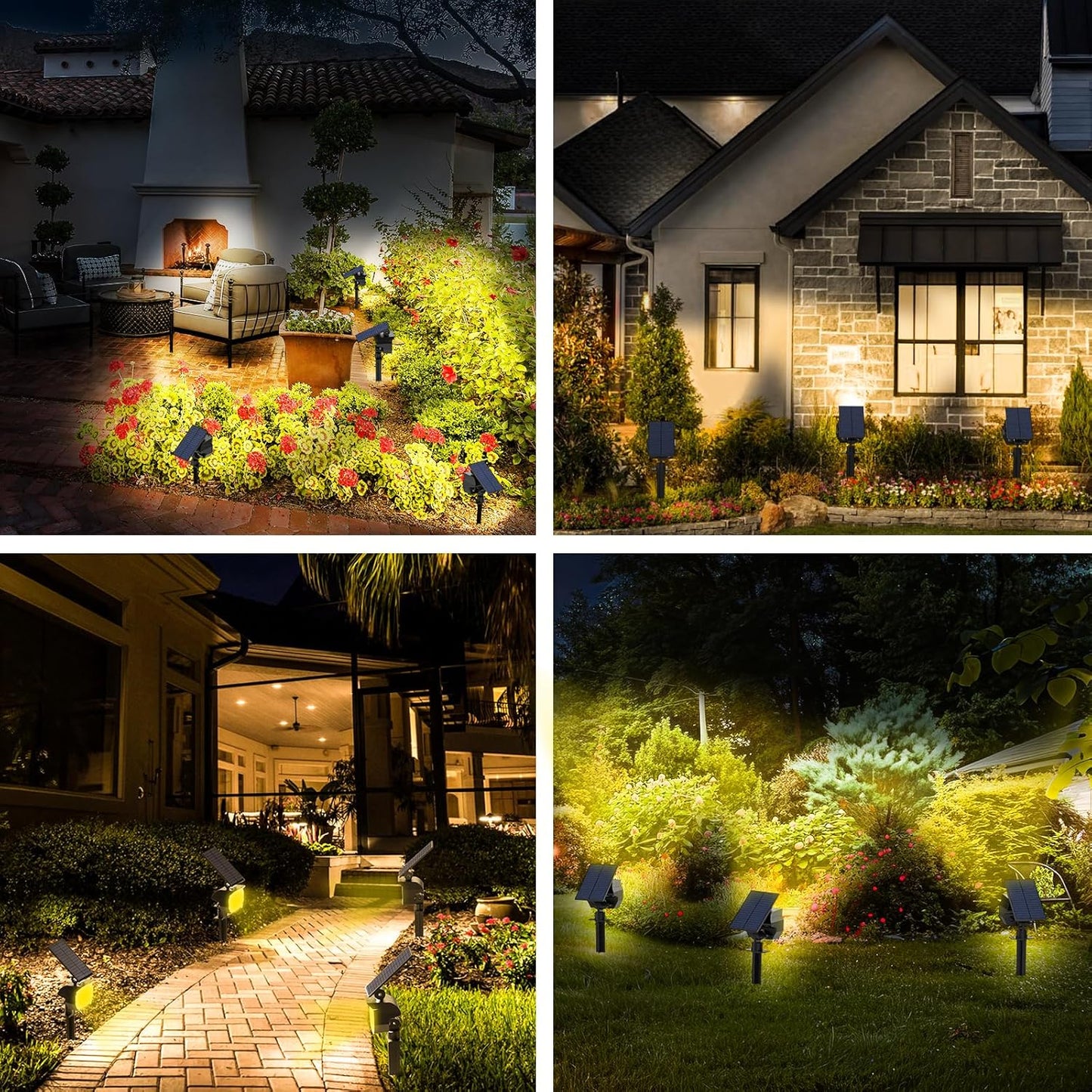 Solar Spot Lights Outdoor Waterproof IP67, 6 Pack - 50 LED Adjustable Solar Powered Landscape Spotlight with 3 Lighting Modes, Stake Light for Outside Yard Lawn Pathway Tree (Warm White)