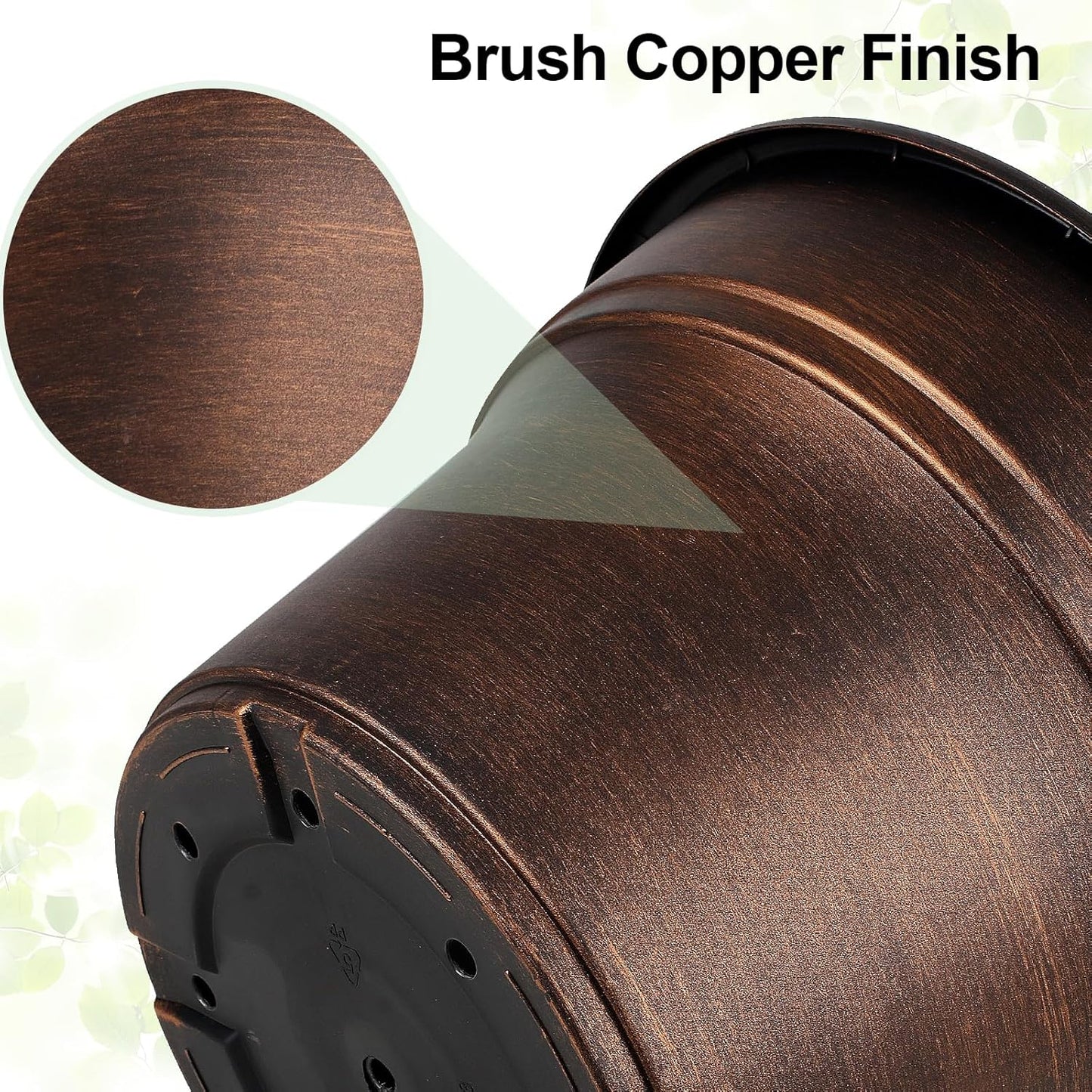 Plant Planters Pots Set of 4 Pack 11 Inch, Plastic Flower Pot for Indoor Plants with Drainage Holes & Trays, Resin Decorative Container Sets with Saucer for House Outdoor Garden Planters Copper