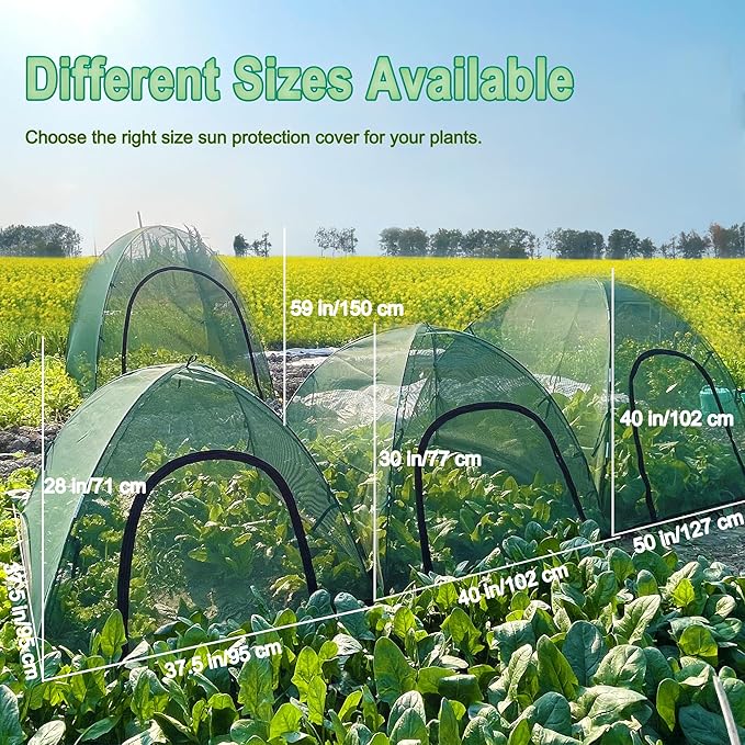 40" x 40" x 30" Mesh Plant Cover from Animals - Plant Netting Pest Guard Cover with Stakes for Raised Bed, Plant Tent Cage Protector for Vegetables Fruits Flowers Small Animals, Shading Rate 25%, 1PCS