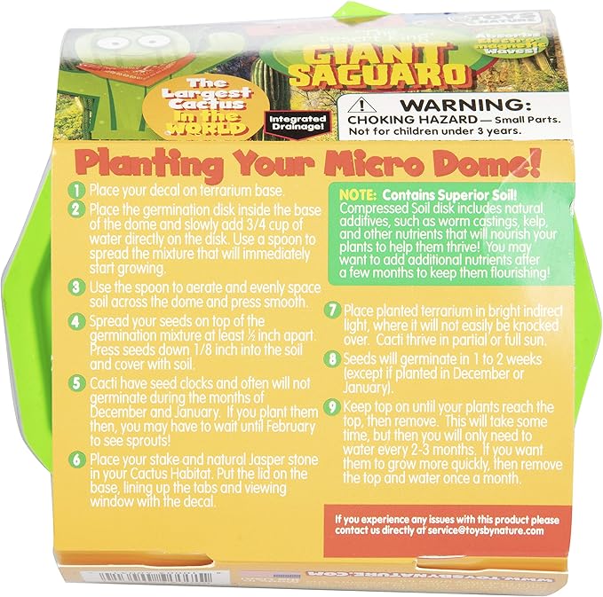 Toys by Nature Character Micro Dome Plant Terrarium Kit, Complete Supplies Includes Everything Needed to Grow Indoor Terrariums (Sully The Desert King Giant Saguaro)