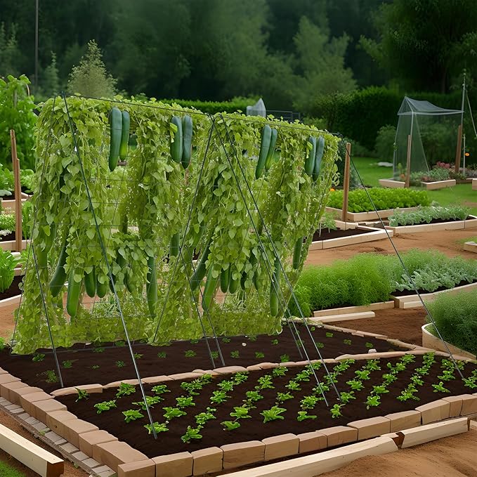 Cucumber Trellis for Raised Bed, 48" L x 48" W Garden Trellis for Climbing Plants Outdoor with Support Structures, A Frame Trellis for Climbing Vegetables Peas, Vine, Bean