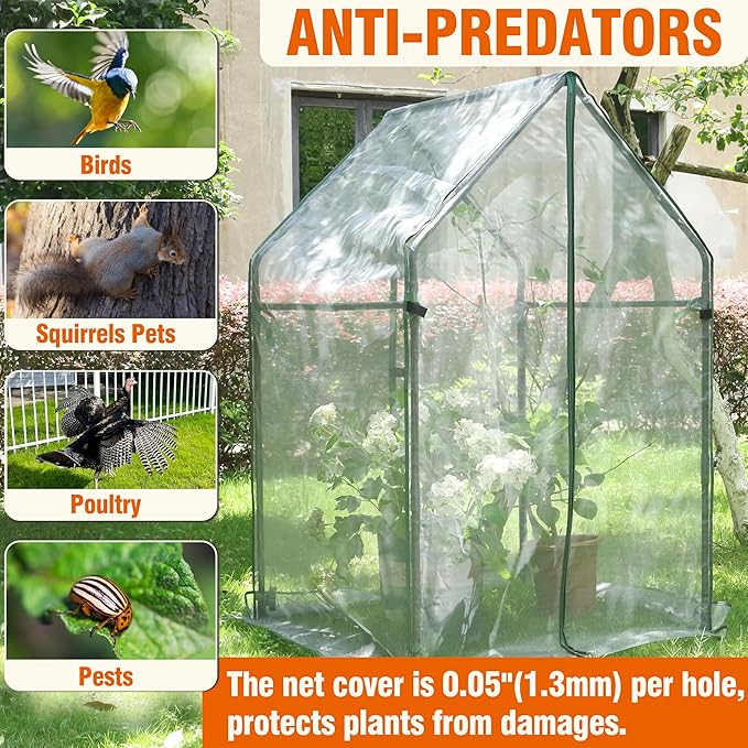 Gardzen Mini Greenhouse with Mesh Cover, Portable Outdoor Greenhouse, Enhanced Ventilation, Ideal for Spring, Summer & Fall 36.2"(L) x36.2(W) x59.5(H)
