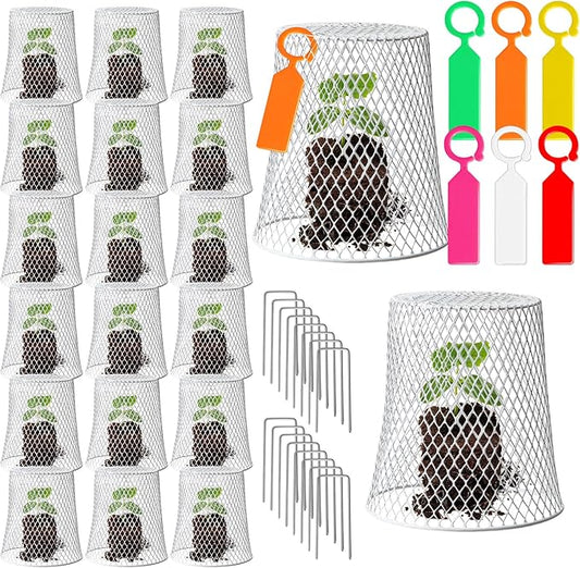 20 Pcs 8inch Chicken Wire Plant Covers,Wire Garden Cloches Chicken Wire Cloche Plant Protector Metal Heavy Duty Garden Plant Cloche for Keeping Bunnies Chicken Squirrels Birds Other Out