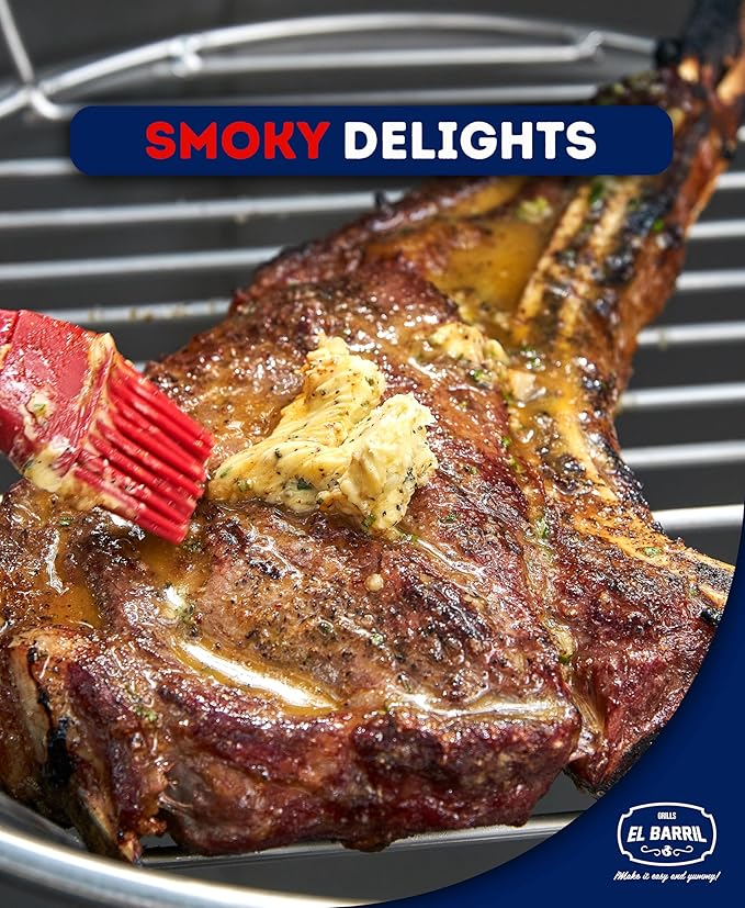 EL BARRIL 20lbs Stainless Steel Foldable Charcoal Smoker & Grill Barrel – Portable Outdoor Smokers with Grilling Accessories