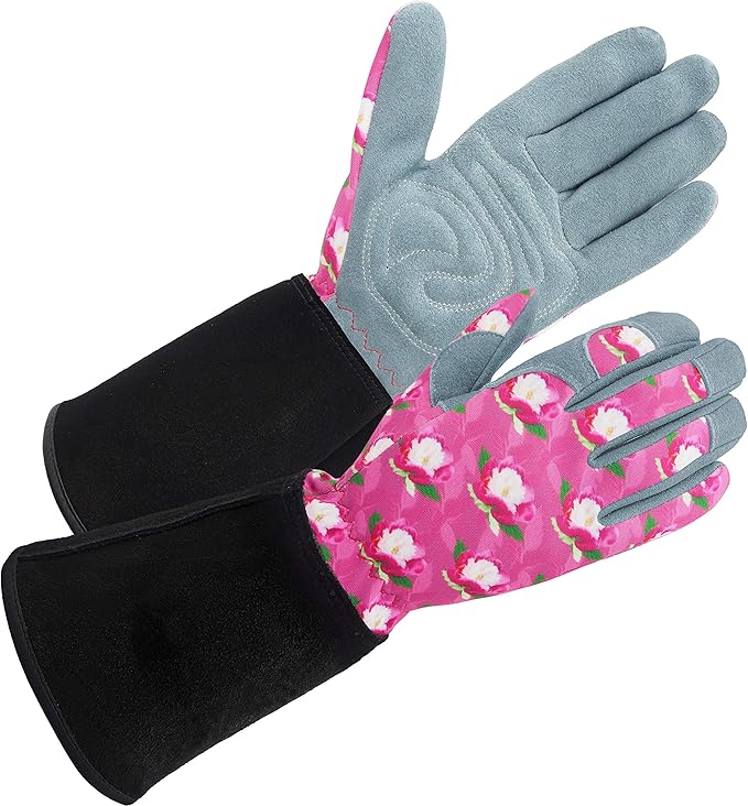 SKYDEER Premium Genuine Deerskin Suede Women's Gardening Gloves, Ultra-Soft Padded, Comfort Fit for Work (SD6612LL/M)