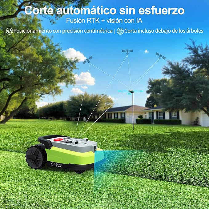 Robot Lawn Mower, RTK+AI Vision Robot Mower for Accurate Navigation & Obstacle Avoidance, No Perimeter Wire, Smart APP Control, Automatic Grass Cutting for Large Lawns, 55% Slopes, 52dB Quiet