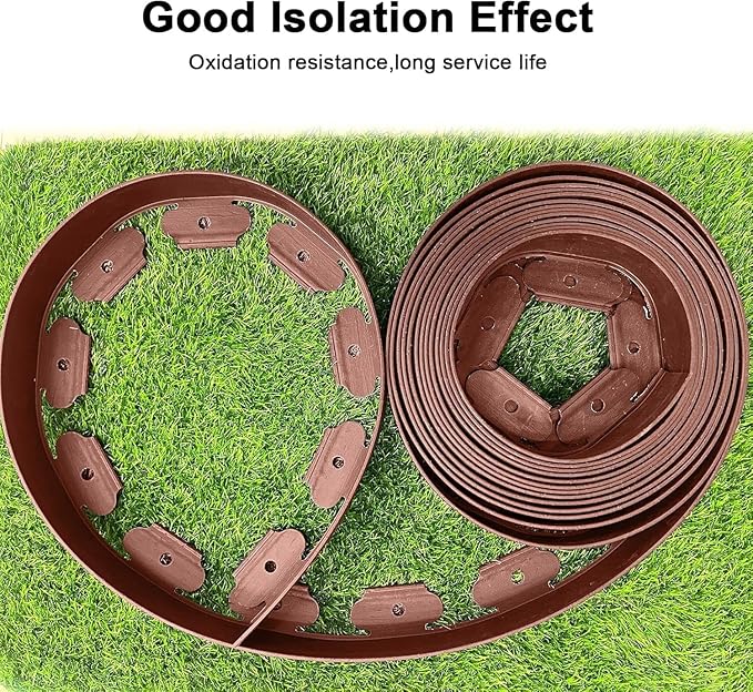 Landscape Edging Kit,33ft Garden Borders Edging Landscape Edging Border【4INCH Hight】 Flexible Lawn Edging Include 30 Stakes, Paver Edging for Yard, Lawn, Gardens(Brown)