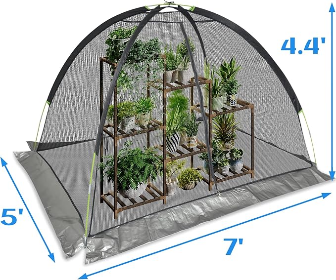 Plant Cover Crop Cage: Breathable Mesh Netting with Zipper Access UV-Proof 7x5x4.4FT for Vegetable Beds & Berry Bushes