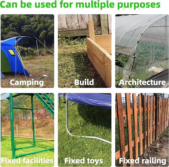 11 Pieces 12-Inch Garden Ground Stakes Galvanized Steel U Shape Hook Rebar Stake - Heavy Duty Ground Anchors for Tents, Position Kits,Fences, and Trampolines