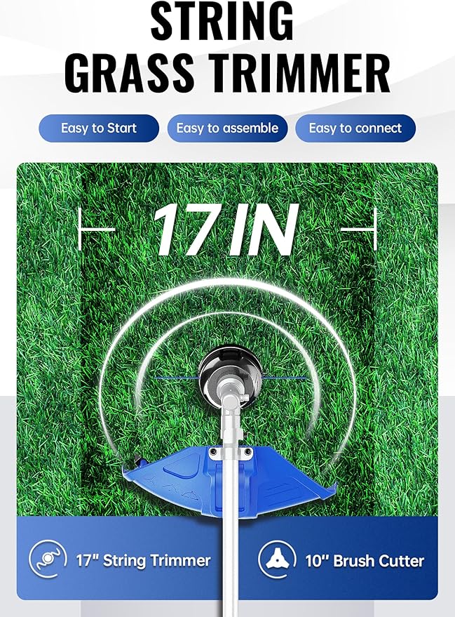 WILD BADGER POWER 26cc Weed Wacker Gas Powered, 3 in 1 String Trimmer/Edger 17'' with 10'' Brush Cutter,Rubber Handle & Shoulder Strap Included