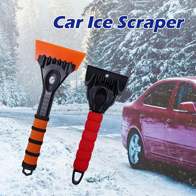 vivicreate Scratch-Free Ice Scraper for Car Windshield Frost Remover with Foam Handle Durable Snow Scraper 2 Pack Winter Car Tool for Quick Ice and Snow Removal