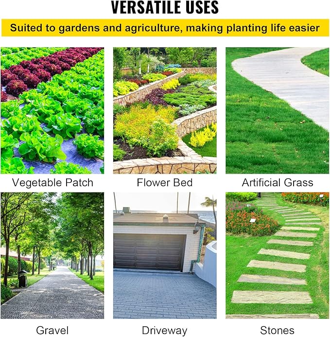 VEVOR Weed Barrier Landscape Fabric, Heavy Duty 5x250FT 5oz Woven Garden Fabric Weed Barrier, Weed Control Fabric Ground Cover, Geotextile Fabric, Weed Block Gardening Mat, Driveway Fabric Landscaping