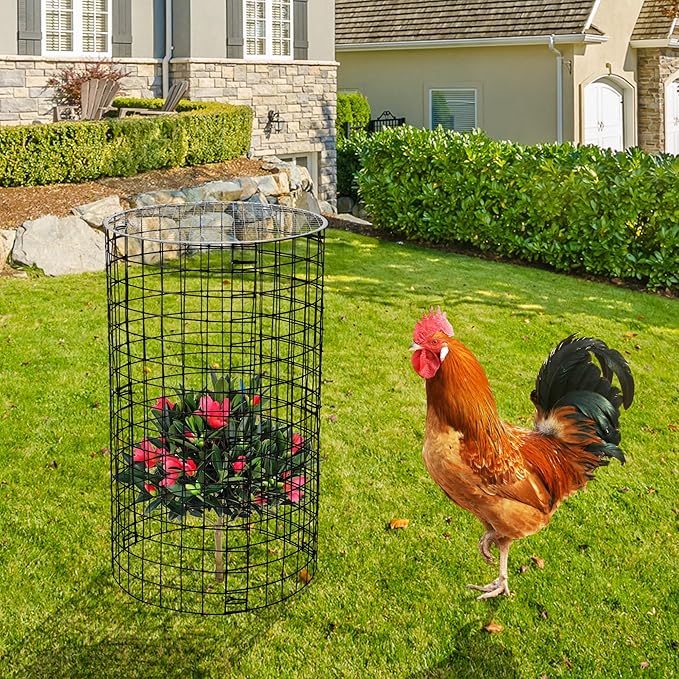 Adnee 8 Pack Wire Plant Protector with Cover-20" x 11" Detachable Metal Plant Protectors Mesh-Garden Plant Protectors for Flower Vegetable to Keep Animals Out