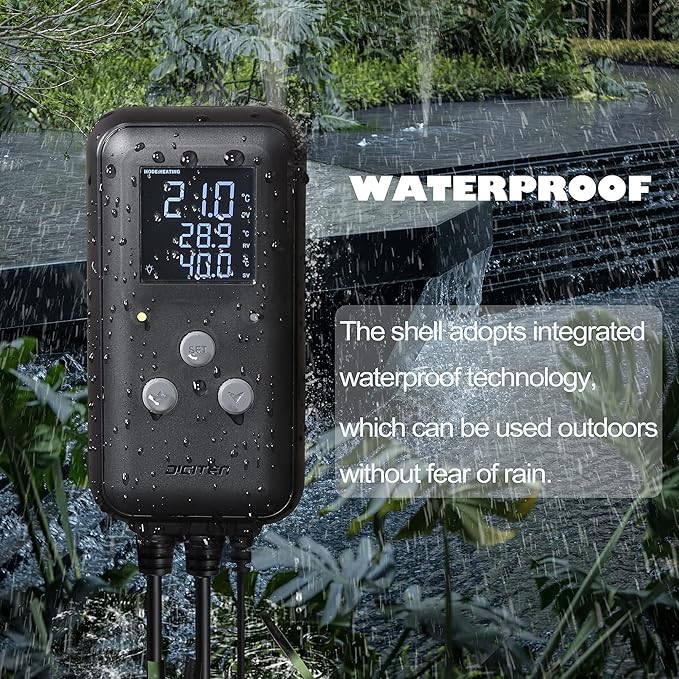 DIGITEN Heat Mat Thermostat Waterproof Temperature Controller DTC315 Greenhouse Thermostat Aquarium Temperature Controller Plug in Thermostat for Seedlings 15A Reptiles Temperature Controller Outlet