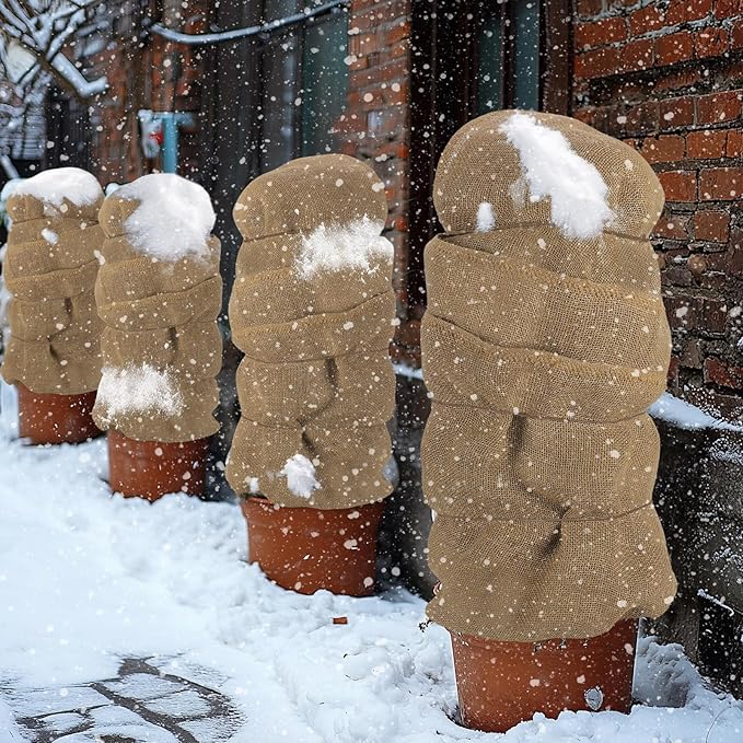 ANPHSIN 30ftx23.6in Natural Burlap Plant Covers Freeze Protection - Winter Frost Plant Blankets, Frost Cloth Tree Wrap for Outdoor Bushes Trees Potted Plants Cold Weather