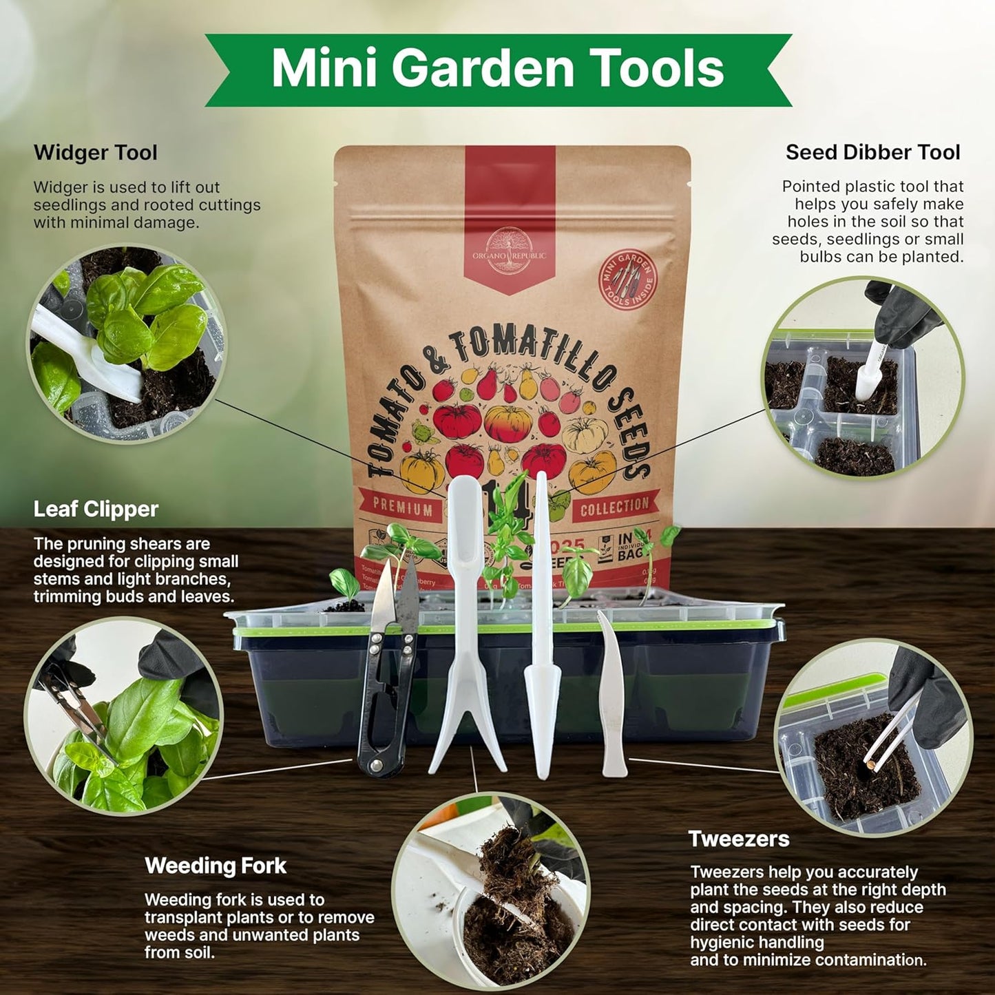 Organo Republic 14 Rare Tomato & Tomatillo Garden Seeds Variety Pack - 1,020+ Non-GMO Heirloom Tomato & Tomatillo Seeds for Outdoors & Indoor Home Gardening