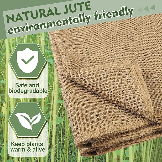 ANPHSIN 30ftx23.6in Natural Burlap Plant Covers Freeze Protection - Winter Frost Plant Blankets, Frost Cloth Tree Wrap for Outdoor Bushes Trees Potted Plants Cold Weather