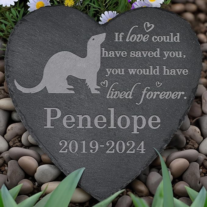Ferret Memorial Stone - Ferret Memorial Gifts - Pet Loss Gift - Loss of Ferret - Heart