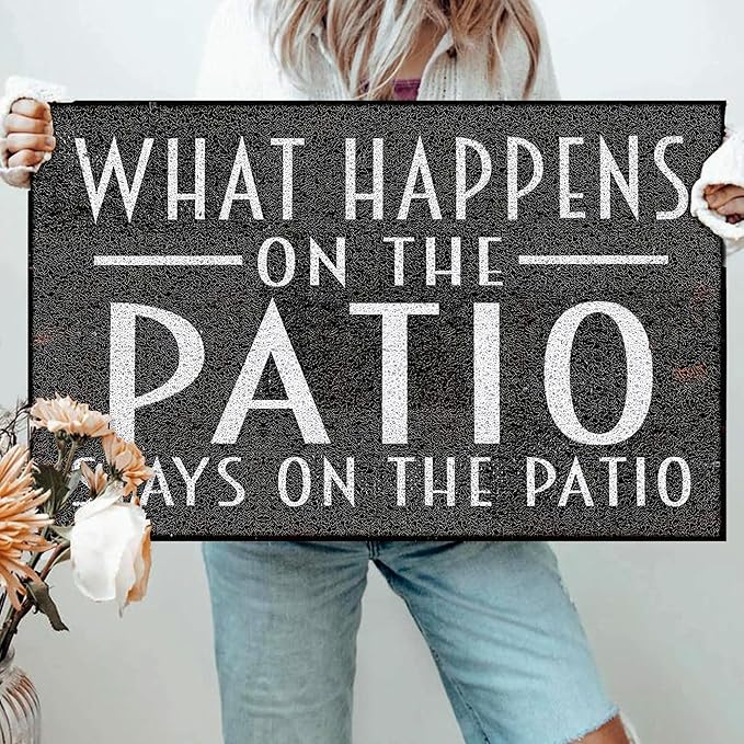 Patio Door Mat, Funny Welcome Mats Doormat Non-Slip for Patio Deck Yard Backyard Front Door Porch Indoor Outside Entrance Entryway, 17x30 Inch