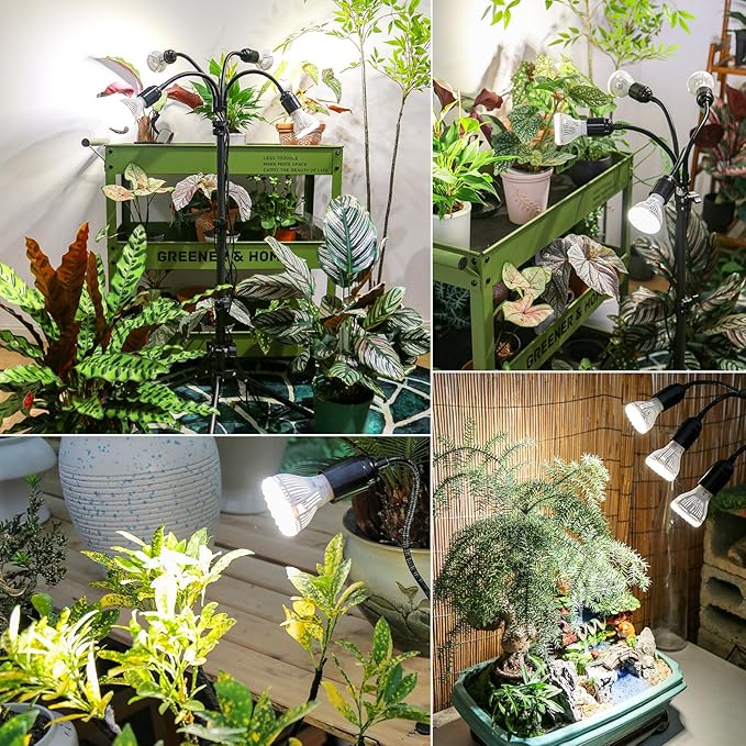 SANSI Grow Lights for Indoor Plants, 40W Full Spectrum LED Plant Lights, 4 Head 35"-64" Adjustable Tripod Standing Plant Lights for Indoor Growing, 4 Pack of Par20 10W Bulb Non-Dimmable Grow Light