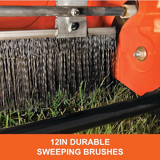 Agri-Fab 45-0492 44" Tow-Behind Lawn Sweeper, 25 cu. ft Hopper Bag Capacity; Leaf & Grass Catcher, with Adjustable Brush Height and Dump From Seat Handle